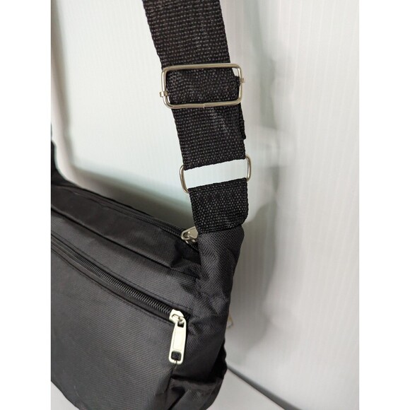 Unisex Mens Shoulder Bag Crossbody Black Nylon Strap Zip Compartments Light Pack - Picture 15 of 16